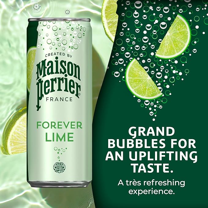 Maison Perrier Forever Lime Flavored Sparkling Water, 11.15 Fl Oz Cans, 8 Count, 3 Pack - Bloomnest