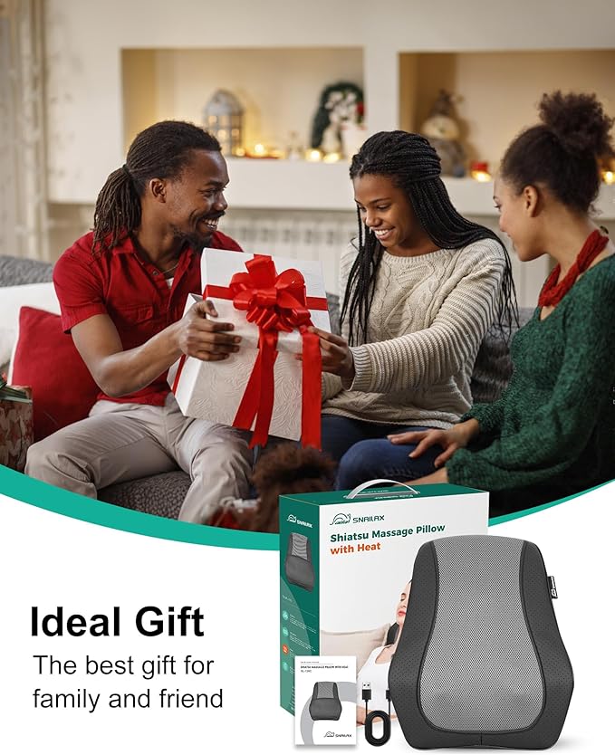Cordless Shiatsu Neck Massager with Heat & Vibration, Back Neck Shoulder Massager for Pain Relief Deep Tissue, 4D Kneading Back Massage Pillow, Rechargeable Portable Massage, Gifts for Mom,Dad - Bloomnest