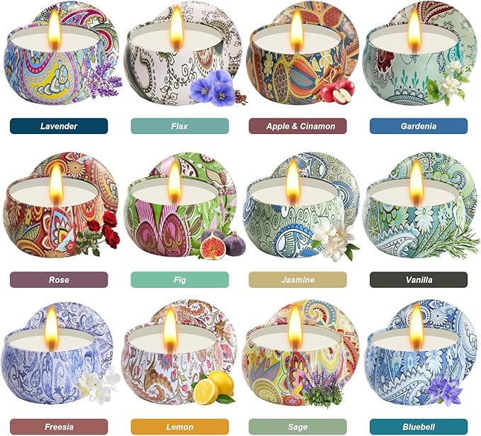 Scented Candles Gifts for Women, 12 Pack Natural Soy Candles for Home Scented, Aromatherapy Candle Set Gift for Women, Men, Friends Birthday, Anniversary - Bloomnest