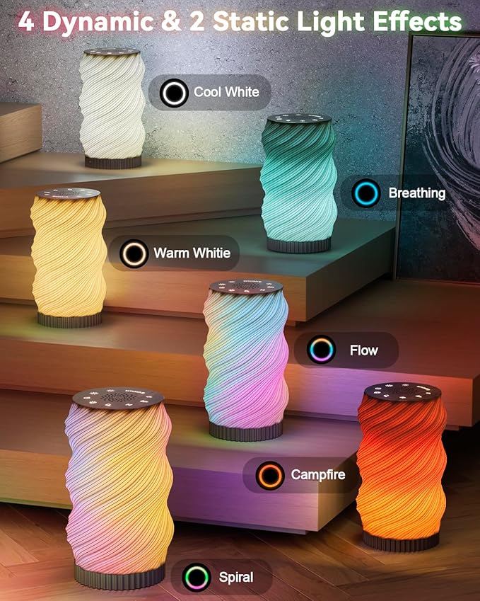Touch Small Lamp for Bedroom, White Noise Sleep Sound Machine with Mood Night Lighting, Modern Bedside Table Lamp with Bluetooth Speaker, 20 Brightness & 30 Volume, Night Lights for Adults/Kids - Bloomnest