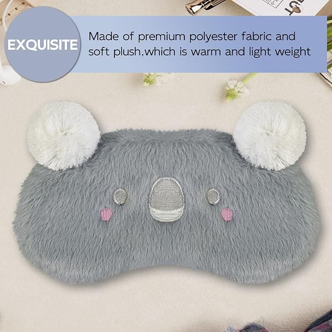 Cute Sleep Masks Cartoon Animal Koala Eye Masks Soft Plush Sleeping Mask Travel Blindfold Eye Shade for Kids Girls & Adults (Koala) - Bloomnest