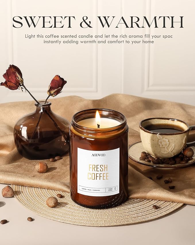 AOOVOO Fresh Coffee Candle - Large Scented Soy Wax Aromatherapy Candle, 22oz - Bloomnest