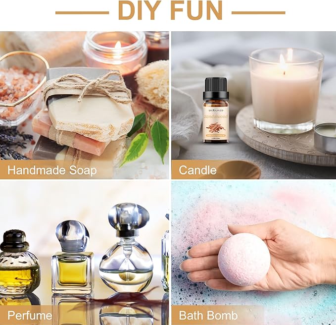 Sedbuwza Sandalwood Essential Oil, Pure Organic Sandalwood Fragrance Oil for Diffuser, Humidifier, Soap, Candle, Perfume Sedbuwza