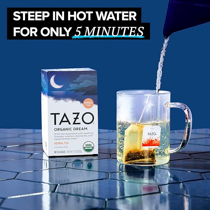 TAZO Organic DREAM Herbal Tea Bags, Caffeine-Free Bedtime Tea, Relaxing Chamomile and Lavender Blend, 16 Total Tea Bags - Bloomnest