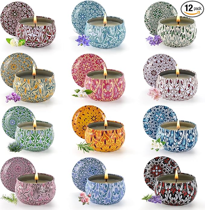 Scented Candle Set, 12 Pack Candles Gift for Home Scented, Aromatherapy Candle Gift, 2.5 oz Long Lasting Soy Candles for Men, Women, Friends Birthday, Mother's Day, Valentine Bath SPA - Bloomnest