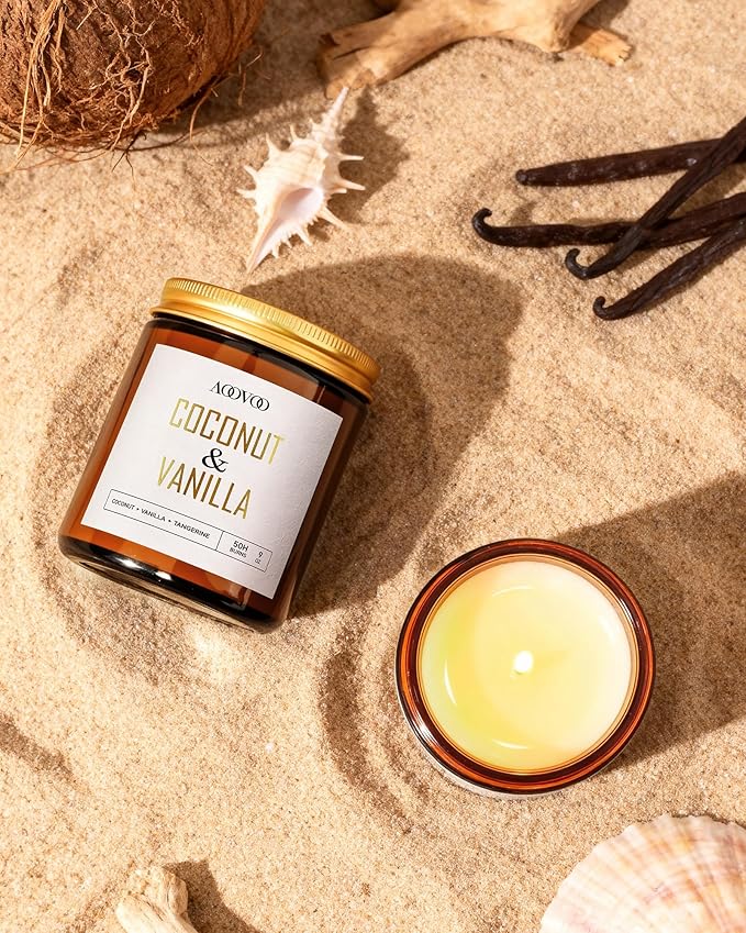 AOOVOO Coconut Vanilla Candles - 18 oz Scented Candles, Aromatherapy Candle, Soy Candle for Home Scented - Bloomnest