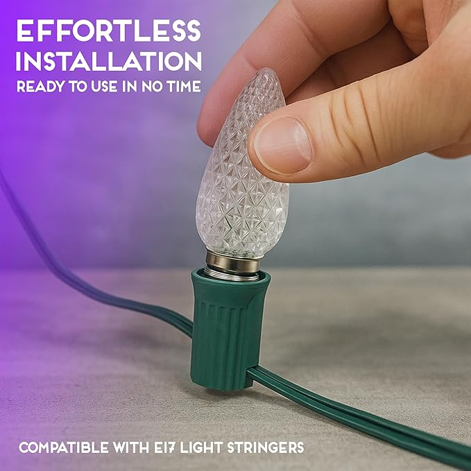 HLO Lighting Set of 500 Purple C9 Faceted LED Christmas Light Bulbs for Indoor & Outdoor Use | Durable Replacement Bulbs - Bloomnest