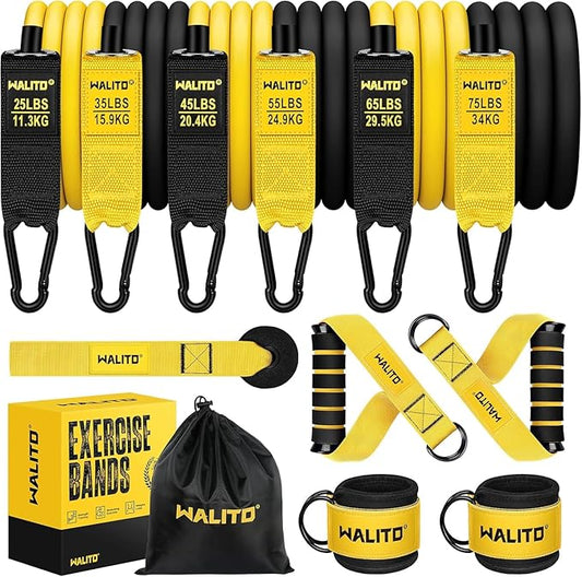 WALITO Resistance Bands Set - Exercise Bands with Handles, Door Anchor, Legs Ankle Straps, for Heavy Resistance Training, Physical Therapy, Muscle Training, Yoga, Home Workouts, Gym - Bloomnest