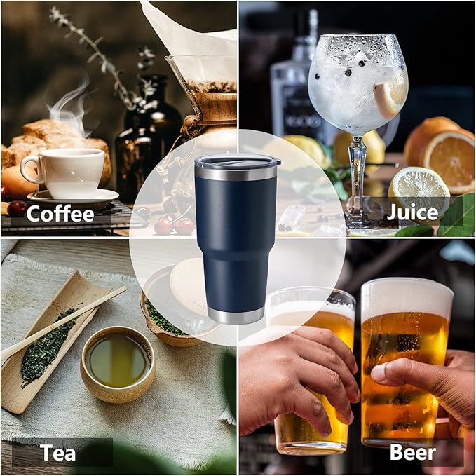 HASLE OUTFITTERS 30oz Stainless Steel Tumbler, Double Wall Vacuum Insulated Travel Mug Tumbler, Durable Insulated Coffee Mug, Gift Box Set (Navy, 1) - Bloomnest