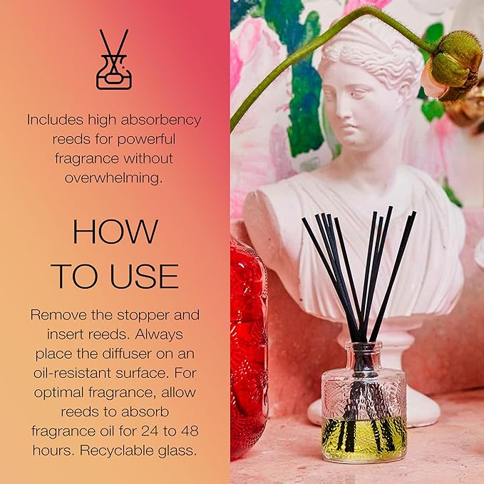 Voluspa Goji Tarocco Orange Scented Reed Diffuser, 3.4 oz, Luxury Citrus Diffuser, Oil Reed Diffusers for Home, Handcrafted in The USA