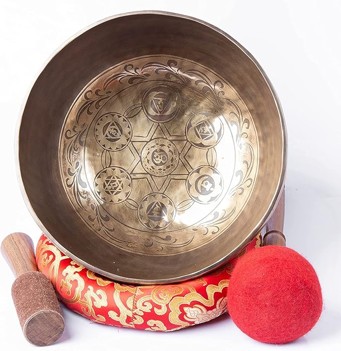 Large Tibetan Singing Bowl Set - 11" Master Healing Big Professional Grade For Sound Bath Chakra 7 Metal Meditation Yoga By Himalayan Bazaar HimalayanBazaar
