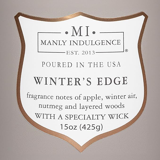 Manly Indulgence Winters Edge Scented Candles for Men, 15 oz Wooden Wick, Premium Soy Blend Wax, 60H Burn, Candles for Home Scented - Made in The USA - Bloomnest