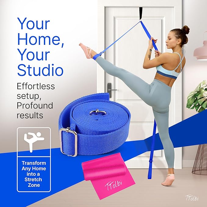 Stretching Strap with Door Anchor & Resistance Band – Improve Leg Stretch Flexibility for Splits, Ballet, Dance, Cheer, Yoga & Gymnastics - Home Leg Stretcher Trainer Equipment Stuff for All Levels - Bloomnest