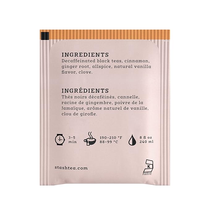 Stash Tea Decaf Vanilla Chai Tea, 6 Boxes With 18 Tea Bags Each (108 Tea Bags Total) - Bloomnest