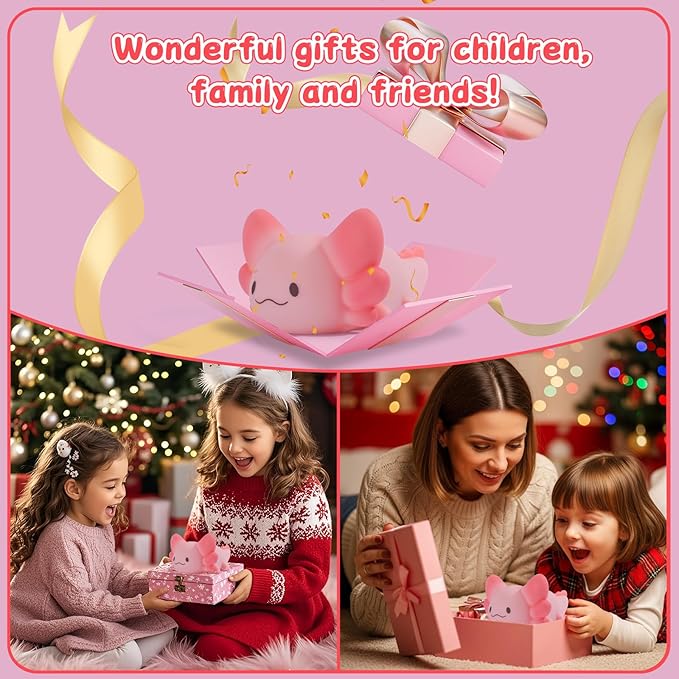 Tremdwoto Axolotl Night Light, 7 Colors Changing Cute Night Light for Kids with Dimmable & Timer,Lovely Rechargeable Novelty Nursery Light,Baby Room Decor,Axolotl Gifts for Girls and Boys - Bloomnest