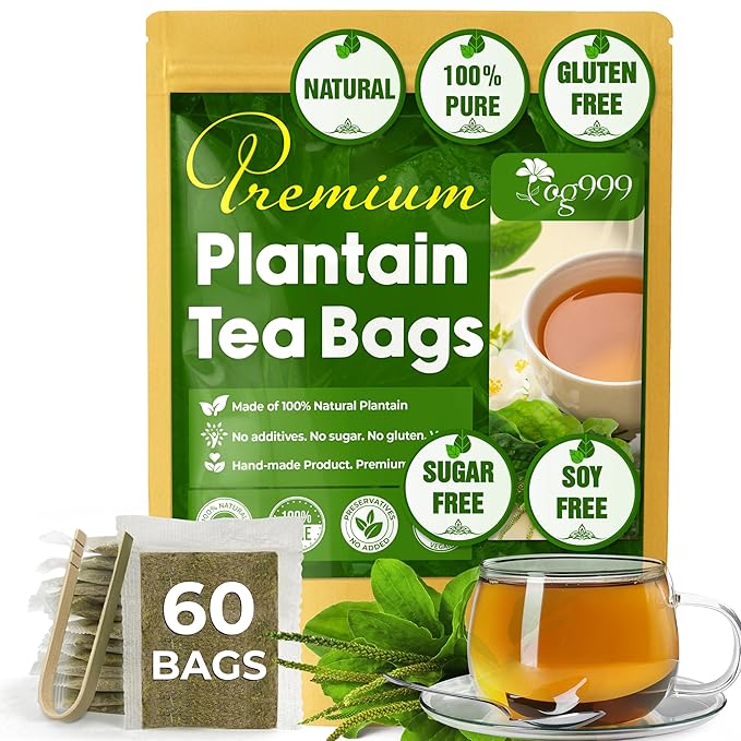 TOG999, Premium Tea Bags, 100% Natural & Pure, Loose Leaf Herbal Tea. No Sugar, No Gluten, Vegan. (60 Bags, Plantain Tea) - Bloomnest