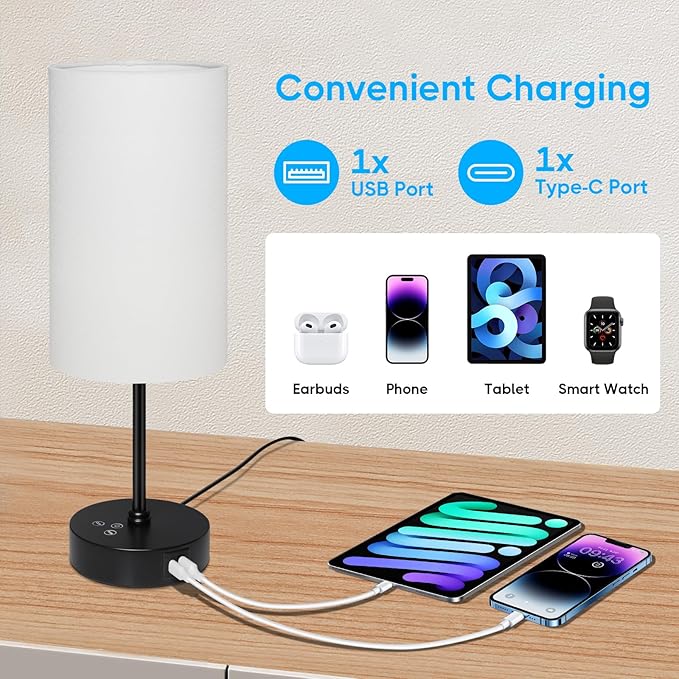 Unicozin 17Inch Table Lamp, 3 CCT 3000K/4500K/6500K & RGB Color Changing, Stepless Dimmable Bedside Lamp for Reading, Ambience Nightstand Light for Home Decor Party, Cream Shade - Bloomnest