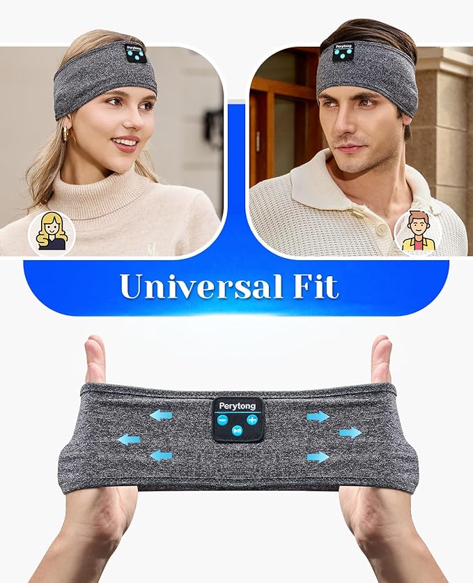 Perytong Sleeping Headphones Bluetooth Headband, Soft Long Time Play Sleeping Headsets with Built in Speakers Perfect for Workout,Running,Yoga,Travel, Darkgray - Bloomnest