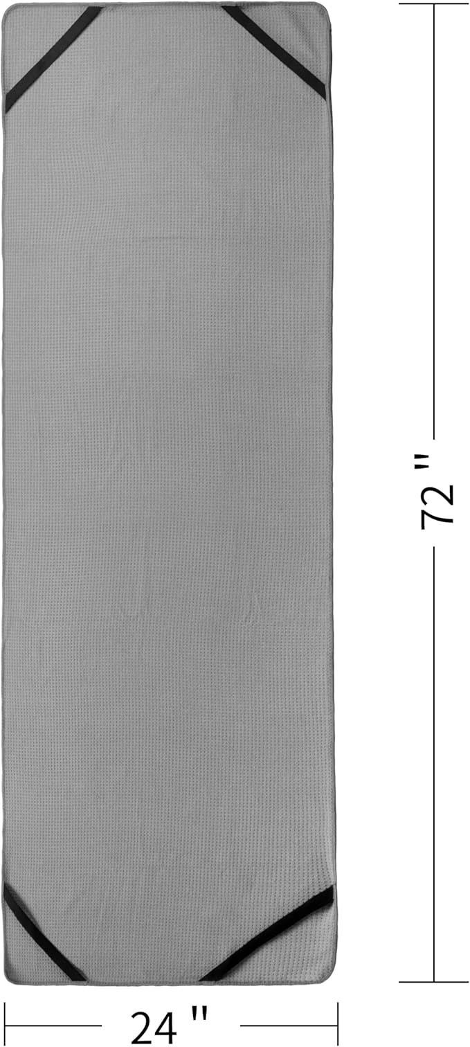 POLYTE Microfiber Hot Yoga Towel Mat with Non-Slip Silicone Grip and Secure Fit Elastic Straps, 24 x 72 in (Gray) - Bloomnest