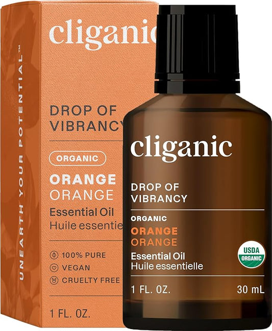 Cliganic Organic Sweet Orange Essential Oil, 1oz - 100% Pure Natural for Aromatherapy Diffuser | Non-GMO Verified (Packaging May Vary) Cliganic