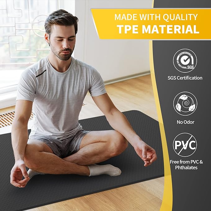 CAMBIVO Extra Wide Yoga Mat for Women and Men (72"/84"x 32"x 1/4") TPE Workout Mat, Non-slip Large Exercise Fitness Mat for Yoga, Pilates, Workout - Bloomnest