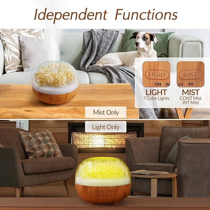 Aromatherapy Essential Oil Diffuser, 300ml Air Diffuser Humidifier with 7 LED Colors, Timer & Auto-Off for Home Bedroom Office (Beige) - Bloomnest