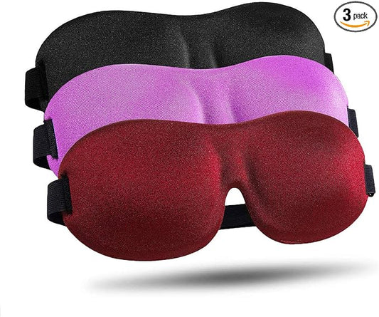 LKY DIGITAL Sleep Mask for Side Sleeper 3 Pack, Blackout 3D Eye Mask for Sleeping, Night Blindfold for Men Women - Bloomnest