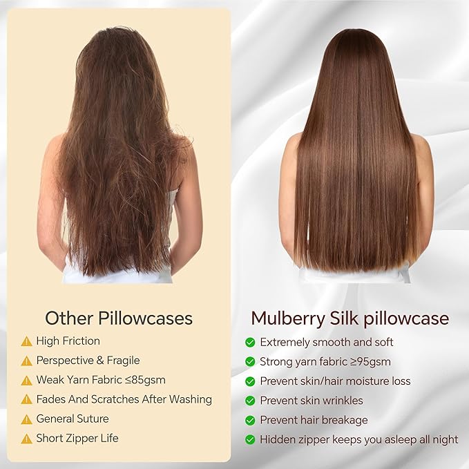 INFIIXSO Mulberry Silk Pillowcase for Hair and Skin, Silk Pillow Cases Standard Size with Hidden Zipper 20x26 Inches, Extraordinary Smooth and Soft Cooling Pillow Cases for Hot Sleepers(Navy, 1 Pack) - Bloomnest