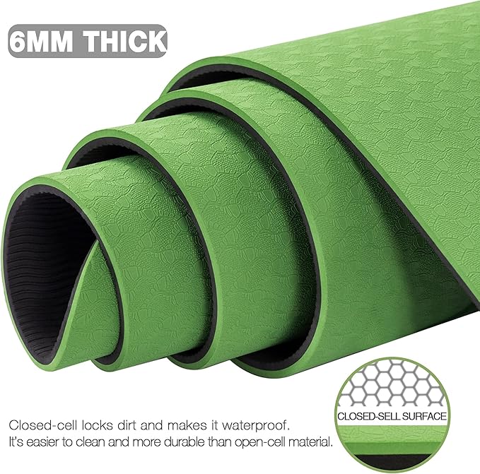 UMINEUX Large Yoga Mat for Men and Women 1/4 & 2/5 Inch Extra Thick TPE Fitness Mat for Home Gym Workout, Non-Slip, Eco Friendly Exercise Mat for Yoga, Pilates, Stretching, Meditation