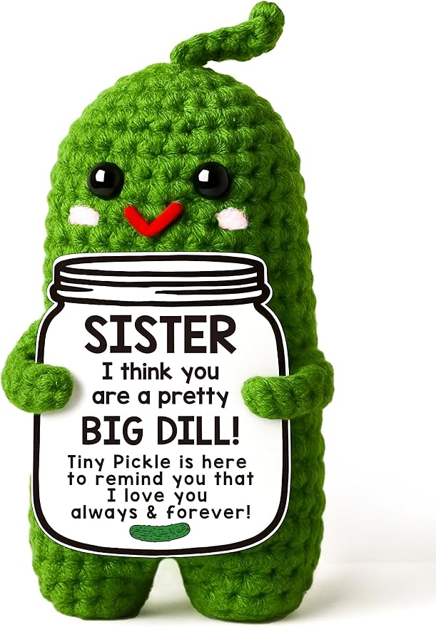 MAMAGIFTREE Valentines Day Gifts for Sister Funny Sister Birthday Gifts, Big Little Sister Gift from Sister, Handmade Crochet Pickle Present Adult Sister in Law for Women - Bloomnest