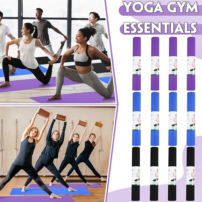 Amylove 12 Pieces Yoga Mats Bulk 68x24x0.12 Inch Exercise Non Slip Fitness Workout Mats for Women Men Home Workout Gym Yoga - Bloomnest