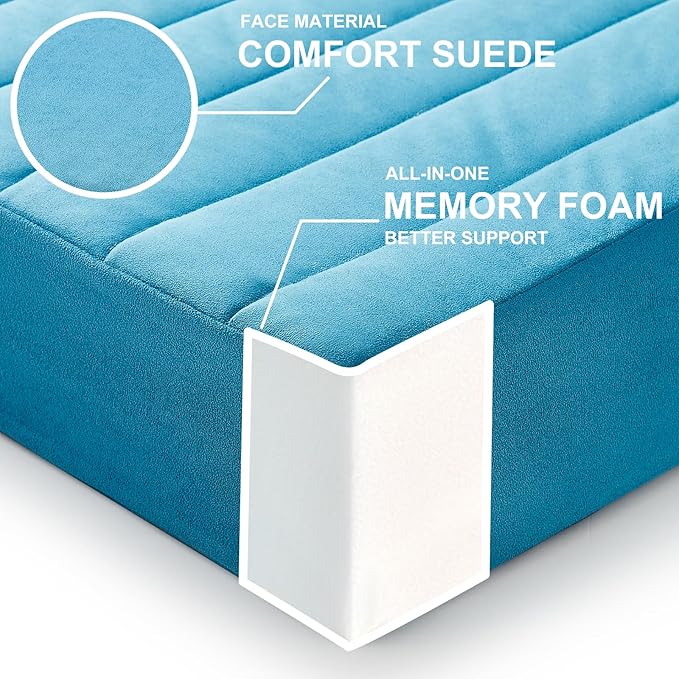 2 Pcs High Density Foam Floor Pillow - Upgraded Large Pillows Seating for Adults - Outdoor Floor Cushion with Soft Tufted Cover - Yoga Pillows for Sitting On Floor - 22 Inch Peacock Blue - Bloomnest