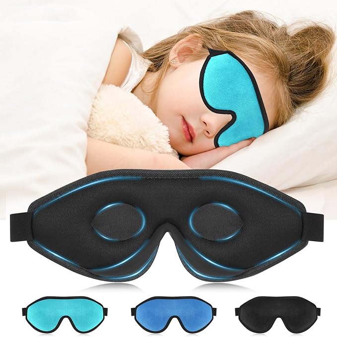 Coume Sleep Mask for Kids 3D Sleeping Blindfold Memory Foam Contoured Eye Mask with Blocking Light with Adjustable Strap(Green) - Bloomnest
