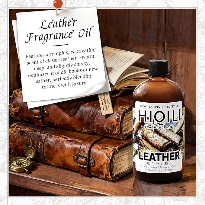 HIQILI Leather Fragrance Oil, Men's Scent, for Car Air Freshener Use, Soap, Candle, and Long-Lasting Perfume Making - 5.07 Fl Oz - Bloomnest