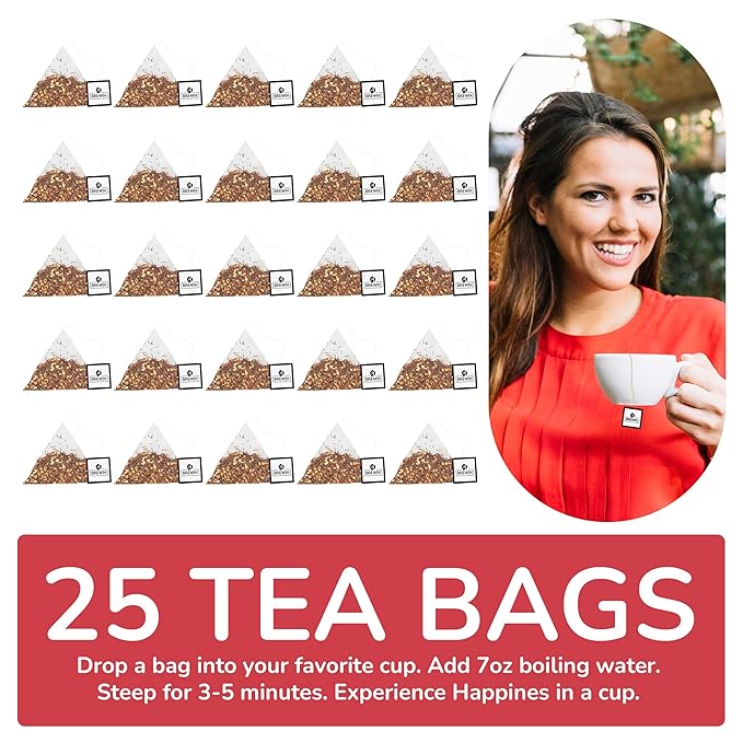 BREWIX, Rooibos Chai Tea Bags (25 Pyramid Tea Bags) Caffeine-Free, Herbal Tea, South African Red Tea | Rooibos, Cardamom, Cinnamon, Black Pepper, Nutmeg, Ginger & Clove - Bloomnest