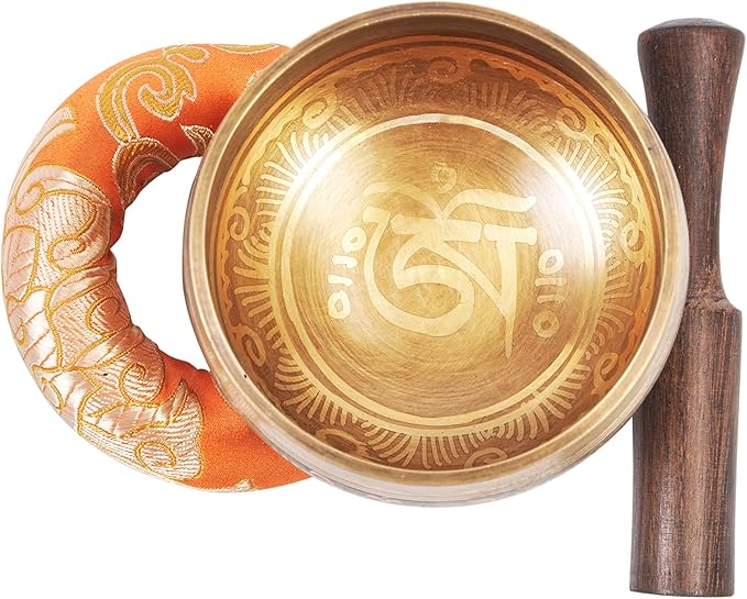 The Collection Royal Etched Tibetan Singing Bowl Set, Sound Bowl Meditation Set – Authentic Meditation Bell for Healing, Yoga, Chakra Balancing, Mindfulness, Zen Décor or Unique Gift TheCollectionRoyal