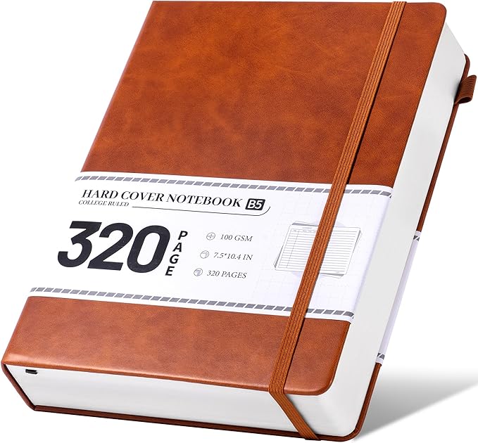 CAGIE Journal Notebook for Men Women Brown- B5 Large Journaling Notebooks Journals Leather for Writing Work Diary Hardcover Thick - Bloomnest