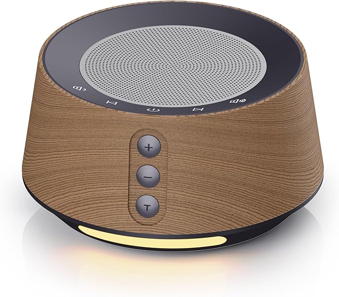 BGOVERSS White Noise Sound Machine with 20 Soothing Sounds, 10 Colors Night Light Sleep Machines Home Office Travel, 5 Timers and Memory Feature Sound Machine for Nursery Baby Kids Adults (Wood) - Bloomnest