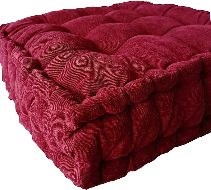 Verpert Floor Pillow 25x25 Inch, Square Meditation Cushion Floor Seating for Adults, Oversized Tufted seat Cushion Reading Nook for Kids, Yoga Meditation Pillow for Sitting on Floor Maroon