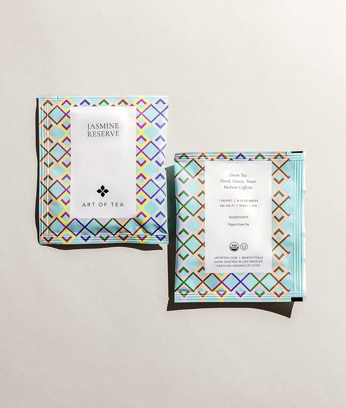 Art of Tea | Organic Jasmine Reserve (Jasmine Tea) | 50 Eco Friendly Pyramid Tea Bag Sachets - Bloomnest