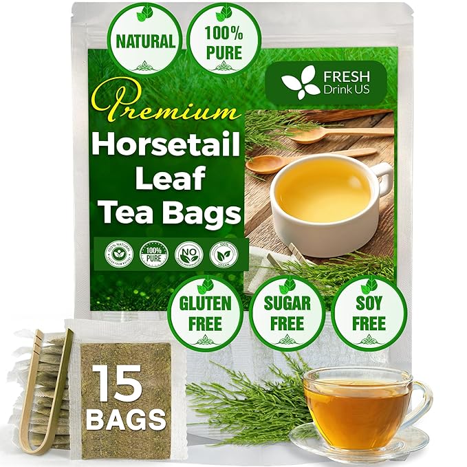 FreshDrinkUS, Premium 15 Horsetail Leaf Tea Bags, 100% Natural & Pure from Horsetail Loose Leaves Herbal Tea. Made with Natural Material Tea Bags. No Sugar, No Caffeine, No Gluten, Vegan. - Bloomnest