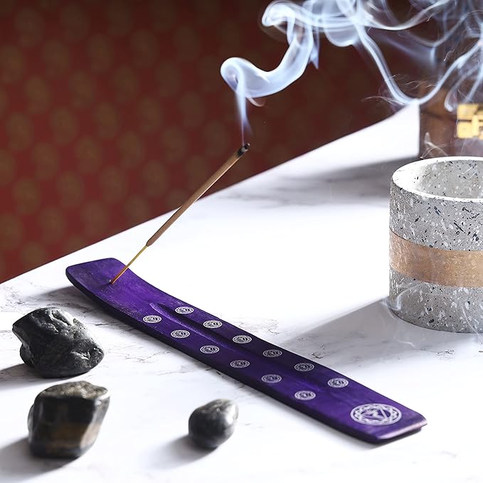 Bless-International Traditional-Handmade-Burner Wooden-Incense-Stick-Holder Ash-Catcher-Stand for-Aromatherapy-Meditation-Yoga (Heavens Blue) 10 Inches, Pack of 1 - Bloomnest