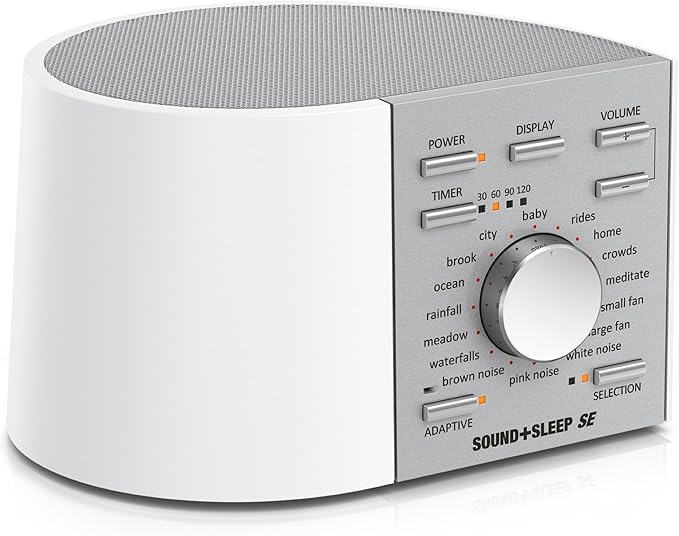 Adaptive Sound Technologies Sound + Sleep SE Noise Machine - White Noise Machine - Non-Looping Environmental/Nature Sounds for Sleep & Relaxation - with Timer & Headphone Jack - White/Silver - Bloomnest