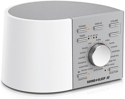 Adaptive Sound Technologies Sound + Sleep SE Noise Machine - White Noise Machine - Non-Looping Environmental/Nature Sounds for Sleep & Relaxation - with Timer & Headphone Jack - White/Silver - Bloomnest