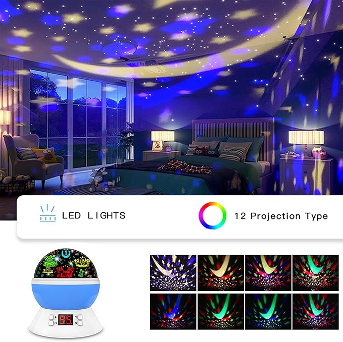 Cars Night Light for Boys - Rotating Projector Lamp with Race Car - Star Projector for Kids Age 3-8 - Ceiling Nightlight Projector with Cars and Stars - Birthday Gifts for Boys Room Decor - Bloomnest