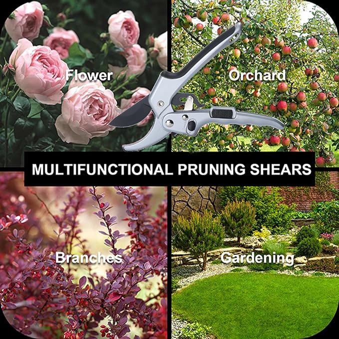 Garden clippers, premium Germany pruners, Work 3 times easier, professional ratchet pruning shears, cutting rose, flower, hedge, stem, tree, Sharp gardening scissors, Arthritis weak hand snips - Bloomnest