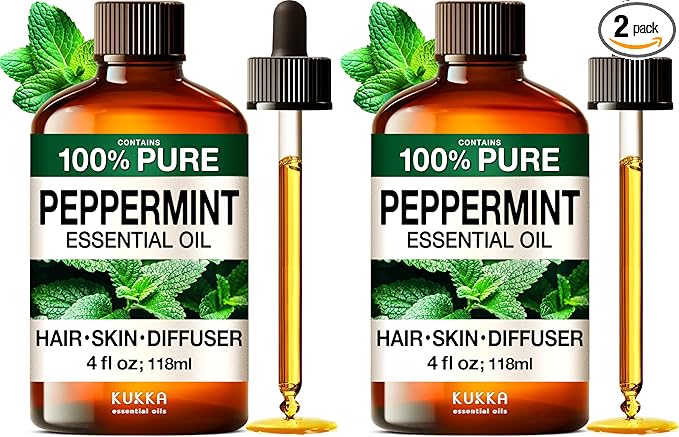 KUKKA Peppermint Essential Oils - 4 Fl Oz - for Hair, Skin, Diffuser, Aromatherapy & DIY Soap Making Scent (Pack of 2) - Bloomnest