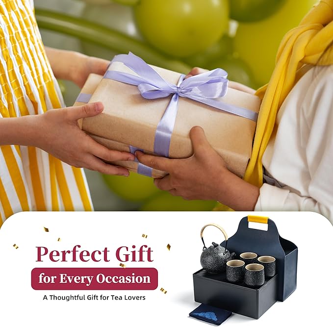 TEANAGOO Japanese Tea Set, Chinese Tea Sets, Porcelain Japanese Tea Cups, Chinese Gongfu Tea Set, Asian Tea Set for Adults, Japanese Teapot Set, 1 Teapot (700ml/25oz) + 4 Tea Cups(205ml/7.2oz), U2