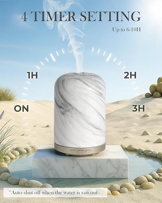 Essential Oil Diffuser – 2.4MHz Ultrasonic Aromatherapy Diffuser, Health Night Light, Timer & Auto Shut-Off, BPA-Free, 120ml Aroma Diffuser for Home, Office, Spa, Yoga, Hotel - Bloomnest