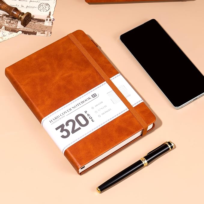 CAGIE Journal Notebook for Men Women- Brown Journaling Notebooks Journals Leather for Writing Work Diary A5 Hardcover Thick - Bloomnest